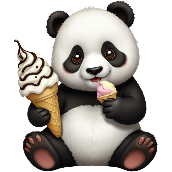 Panda eating ice cream emoji