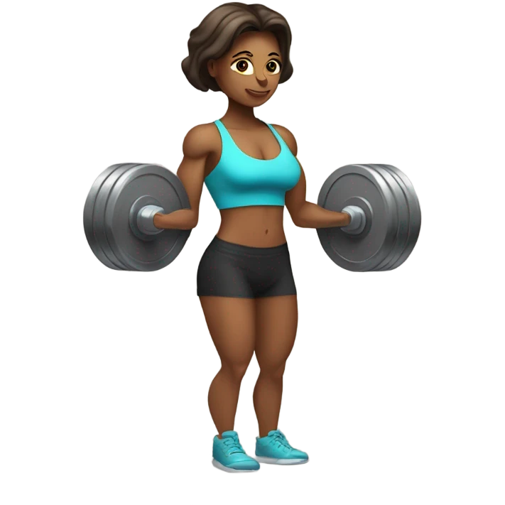 Bodybuilder woman, buff, lifting weights  emoji