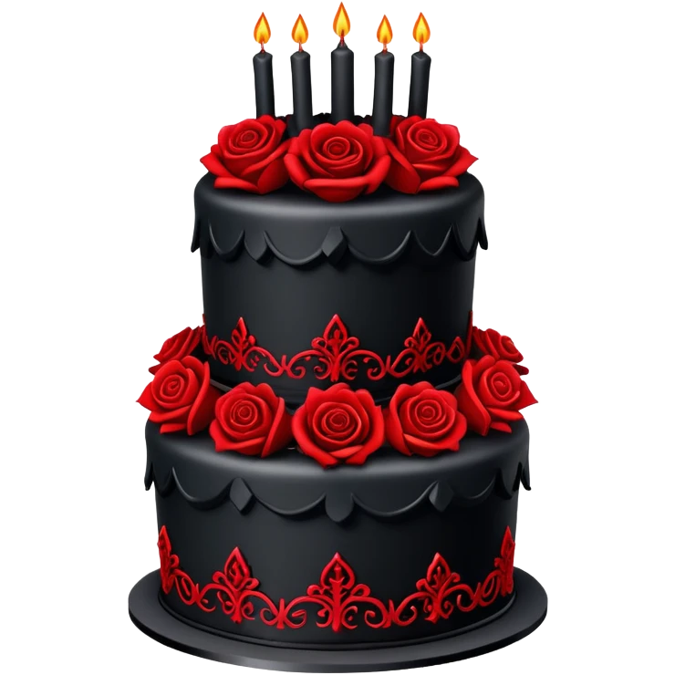 Gothic black and red Birthday cake emoji