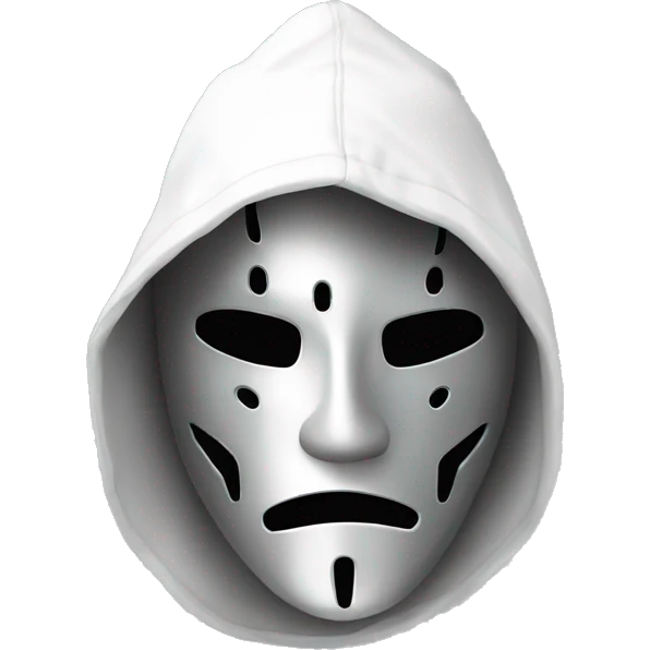 Metal mask white hoodie hand up emoji