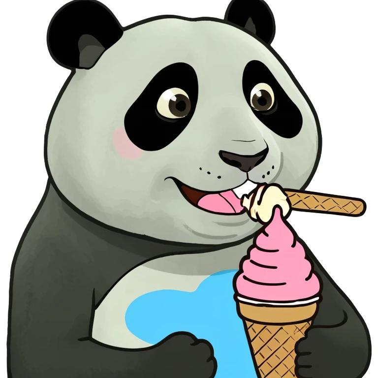 Panda eating ice cream emoji