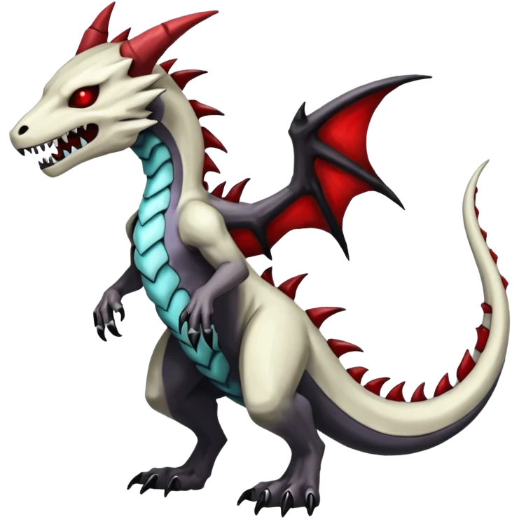 Shiny White Evil Glowing Eldritch Marowak-Salandit-Duskull-Darkdramon-fusion with bloody red markings emoji