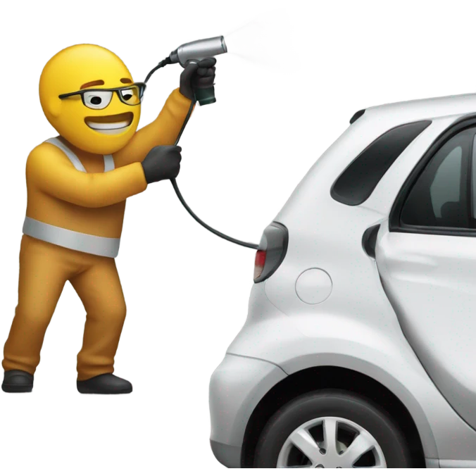Man spray painting a car emoji