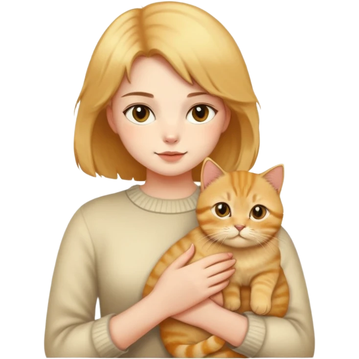 a girl holding the golden british short hair emoji