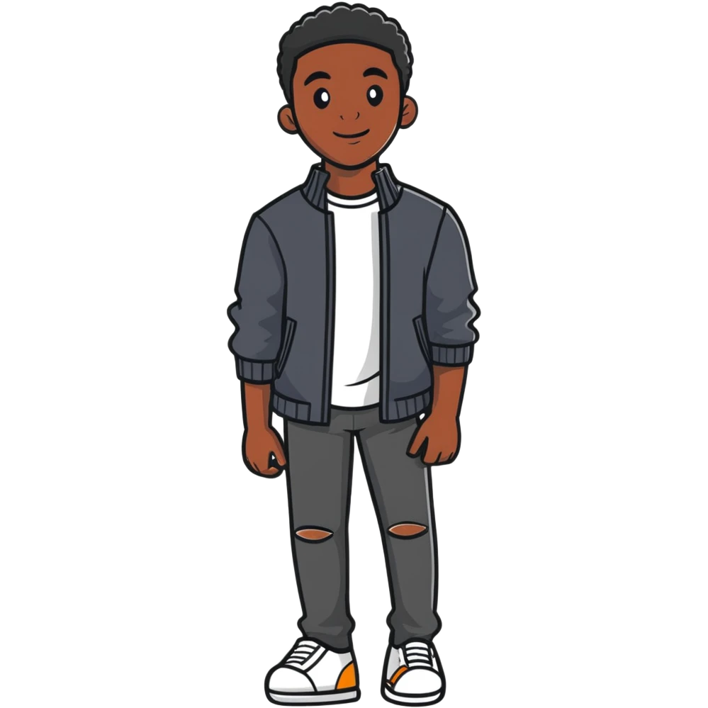 black man with casual style emoji