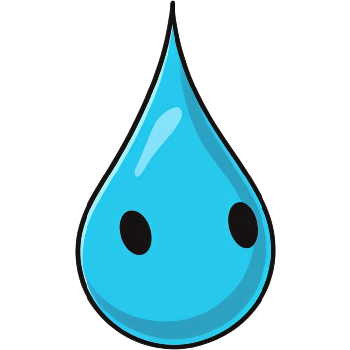 cartoon sticker of a sad water droplet emoji