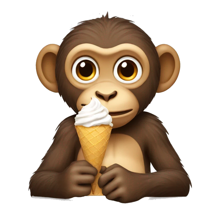 Monkey eating ice cream emoji
