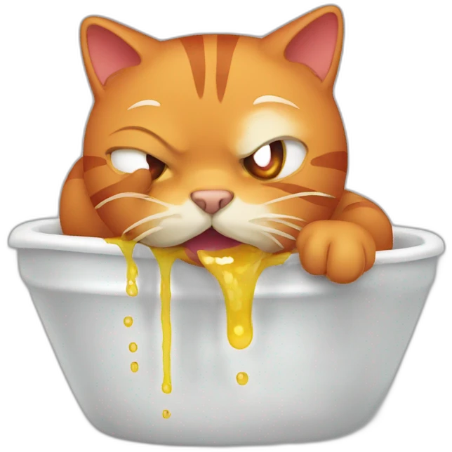 a red cat vomiting emoji