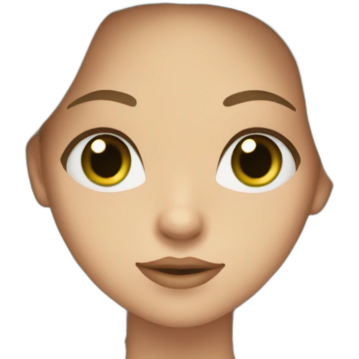 Tall girl with long brown hair, big green eyes, full lips emoji