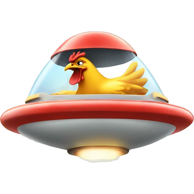 angry chicken driving in flying saucer emoji