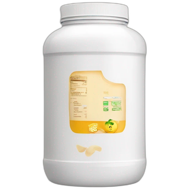 protein powder jug that says "ready to eat" on the label emoji