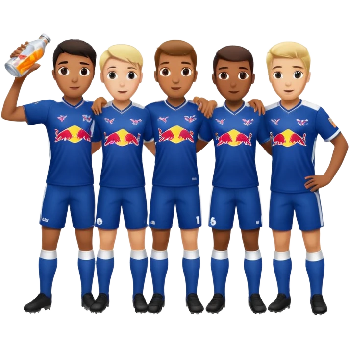 Red bull energy drink imogi for soccer players drinking red bull energy drink while playing soccer emoji