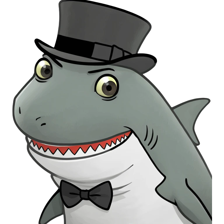 Shark with a top hat emoji
