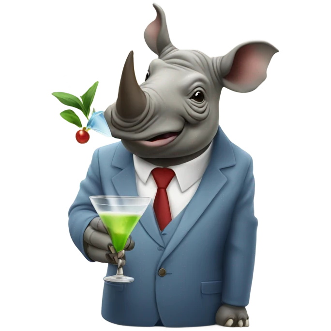 Rhino drinking a martini emoji
