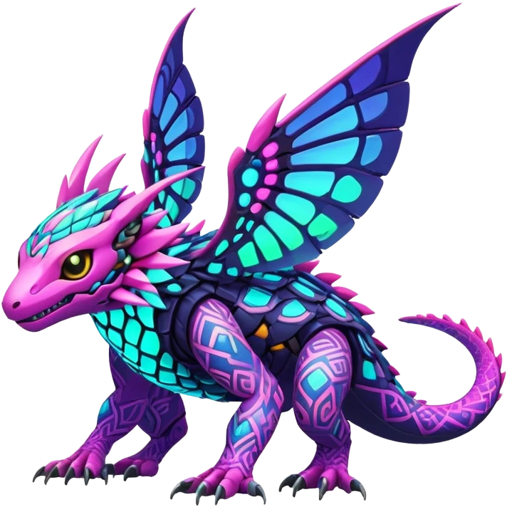  exotic futuristic lush cozy warm-colored colorful neon-colored cyber-Fakémon-Digimon-Trico-creature emoji