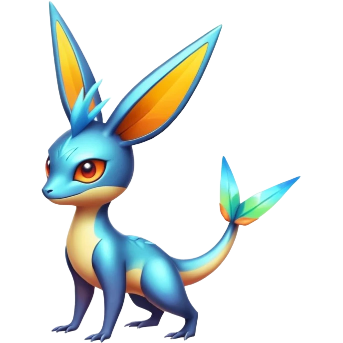Colorful Shiny Exotic Victini-Salandit-Aurorus-Fakémon-hybrid-creature (full body)  emoji