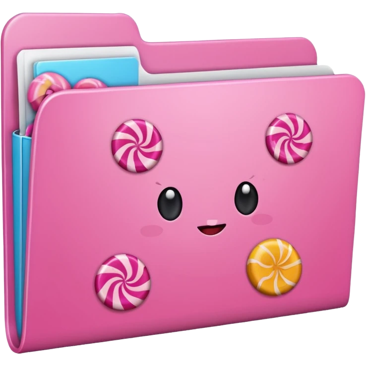file folder with pink candy picture on front  emoji