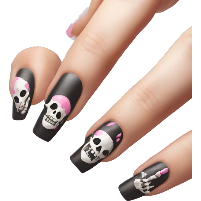 Skeleton hands bones with pink polish nails  emoji