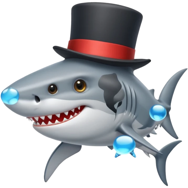 Shark with a top hat emoji