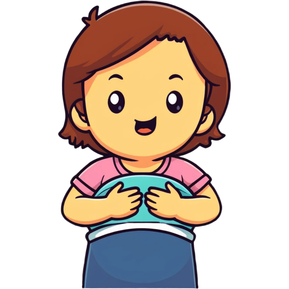 girl grimacing with stomach pain, constipation, uncomfortable expression emoji