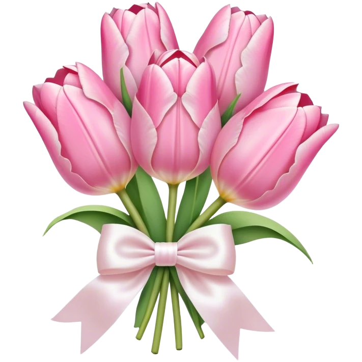 Pastel pink tulip bouquet with bow emoji