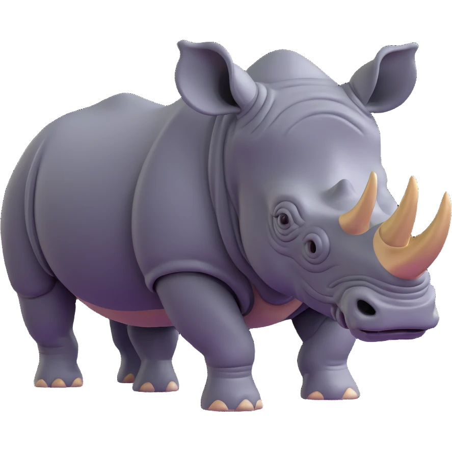 realistic 3D rhinoceros with textured skin emoji