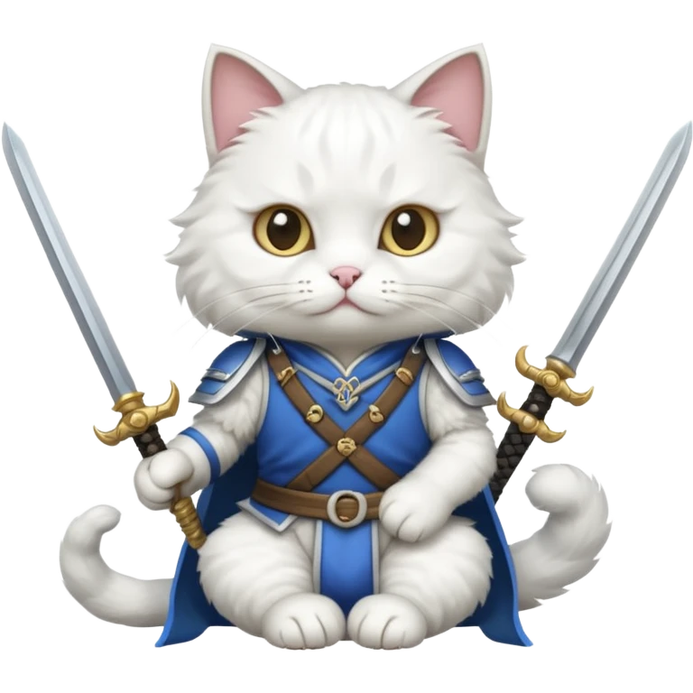 un gato blanco con 3 espada emoji