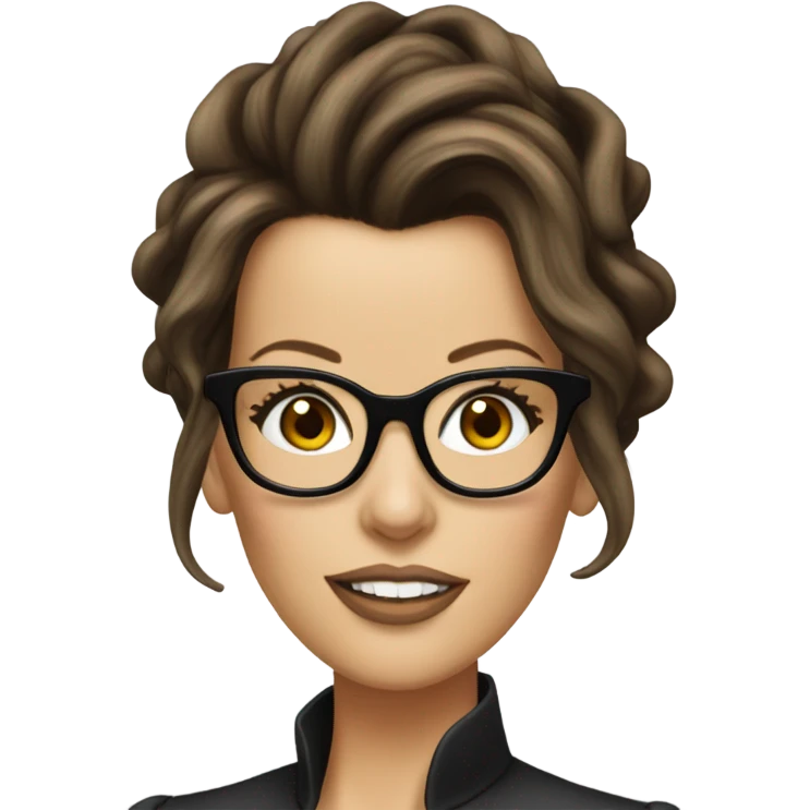 Kate Beckinsale with glasses  and hair up emoji