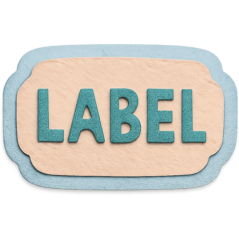 soft pastel hand-drawn label frame with soft edges, paper craft style emoji