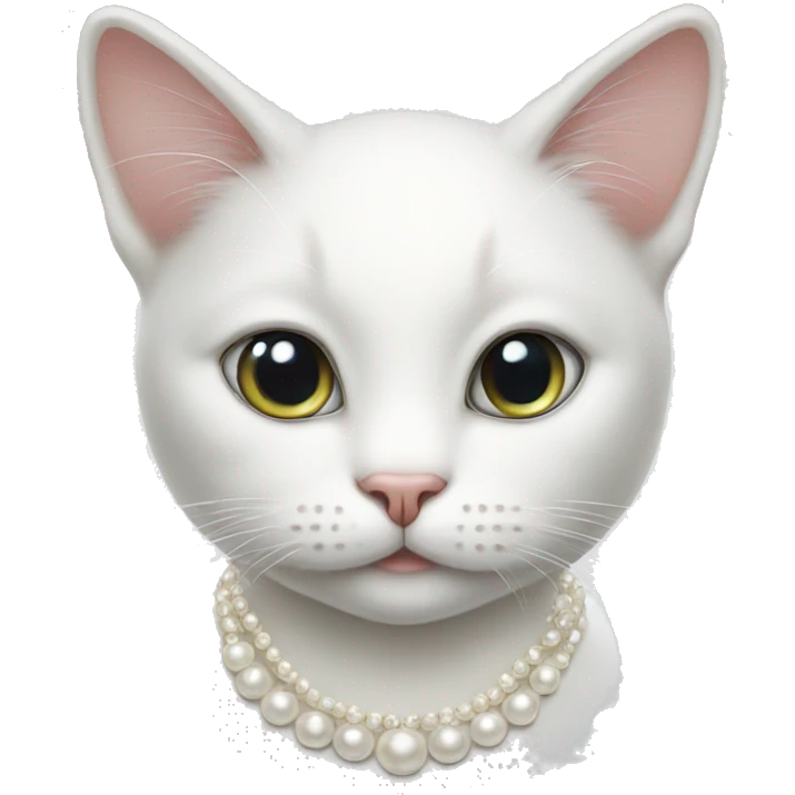 White Cat wearing pearl necklace  emoji