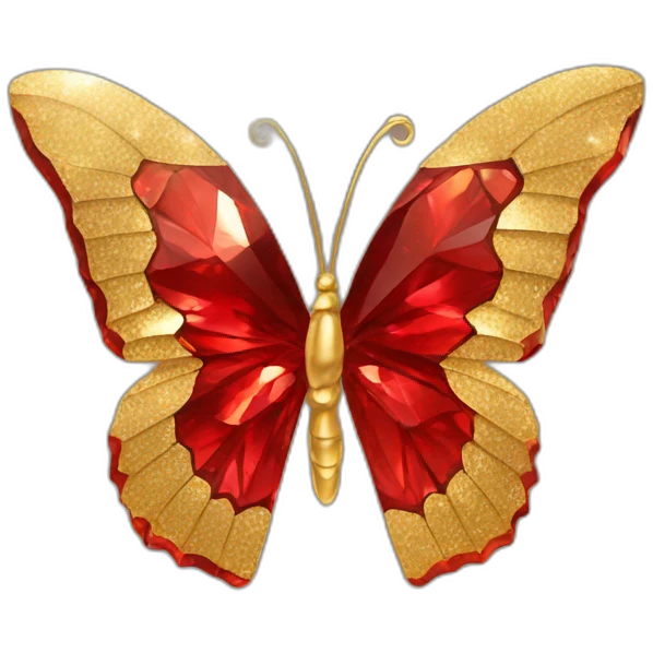 red crystal and gold butterfly emoji