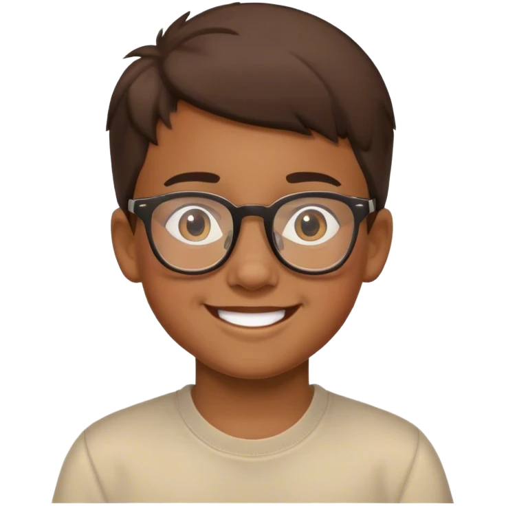 smiling boy with glasses indoors emoji