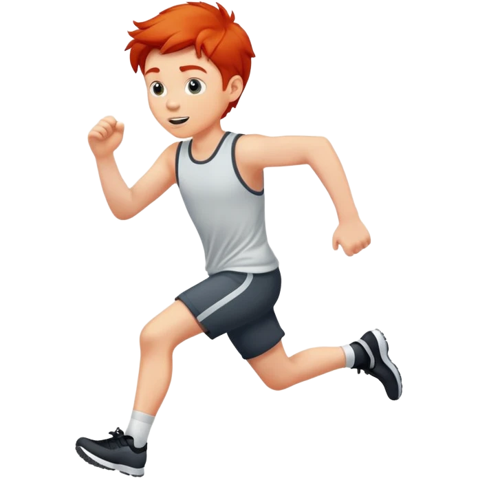 Рыжий мальчик бежит  emoji