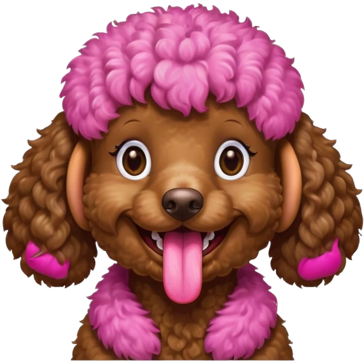Brown poodle, curly fur, grinning happily
 emoji