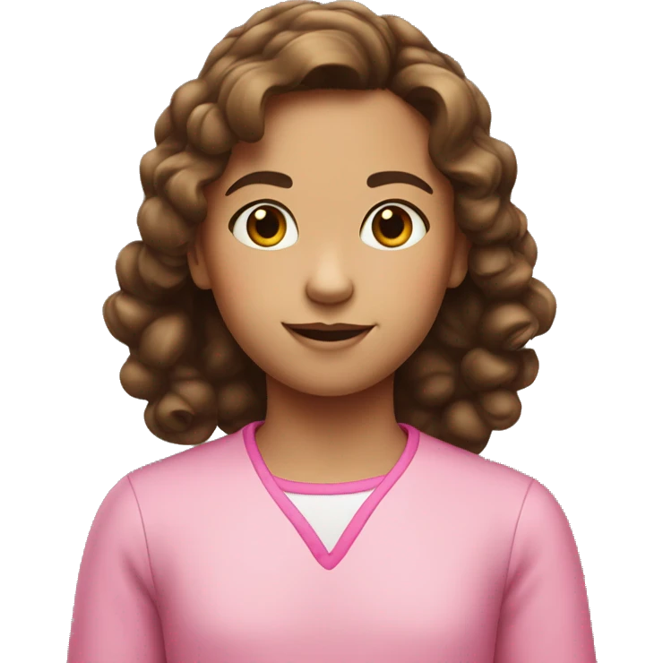 10 year old girl with brown hair pink skrunchy emoji