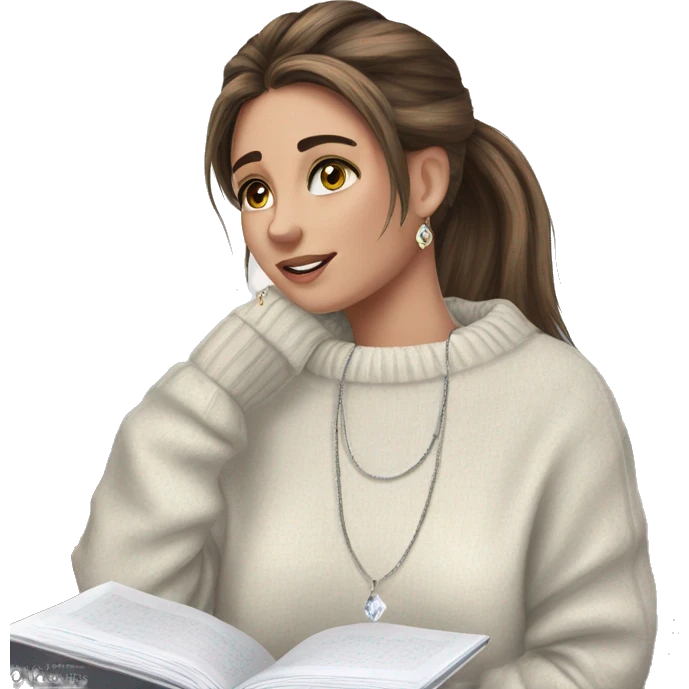 cozy girl reading book realistic emoji