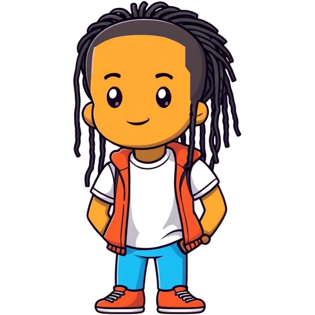 Steve Lacy with black dreadlocks and his signature style emoji