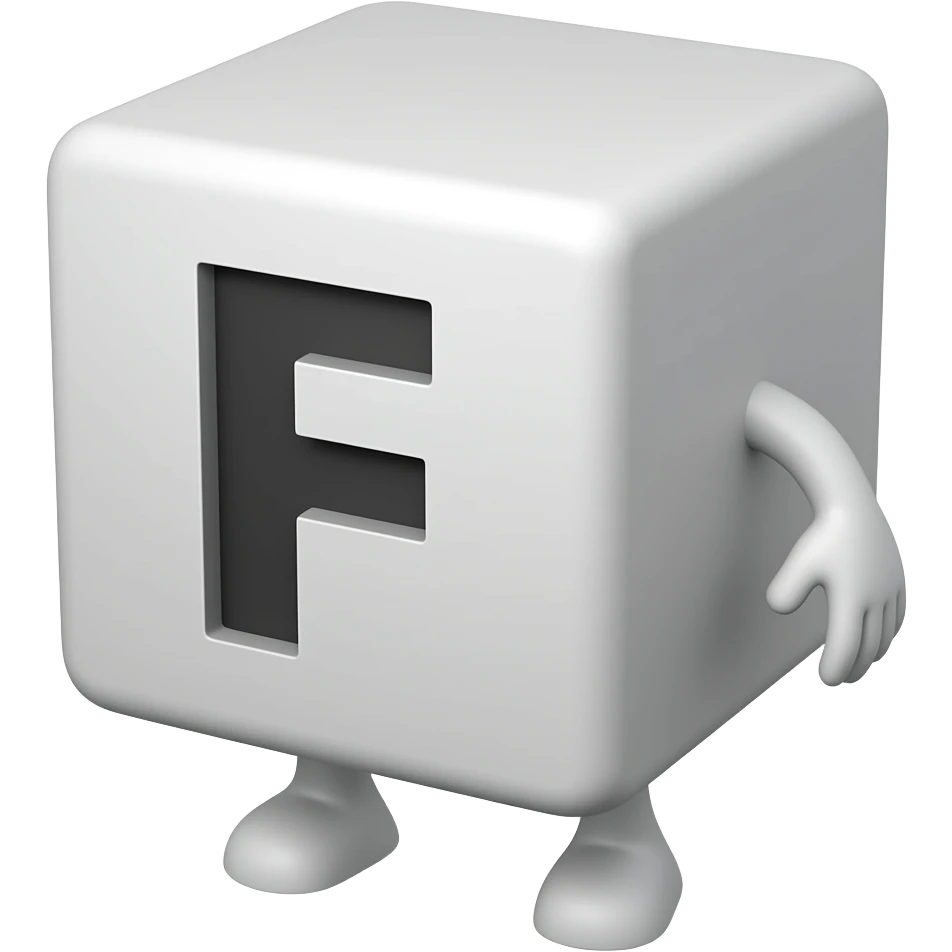 F cube with legs with no arms emoji