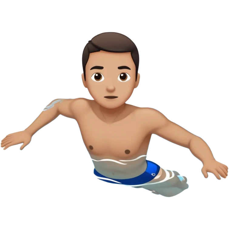 determined pool diver dives into a pool of confidence blue water underneath water water determined look emoji