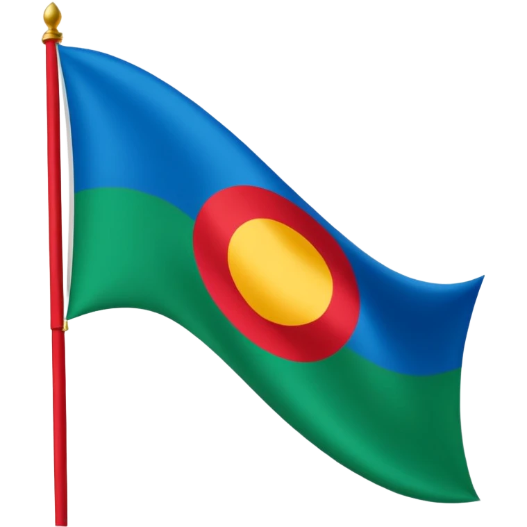 emoji de bandera gitana azul verde y círculo rojo en el centro emoji