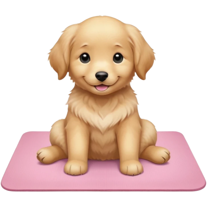 Funny Golden retriever puppy on light pink yoga mat emoji