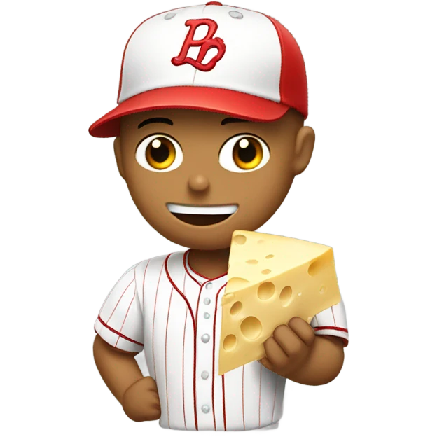 White Baseball player with red hat eating cheese emoji