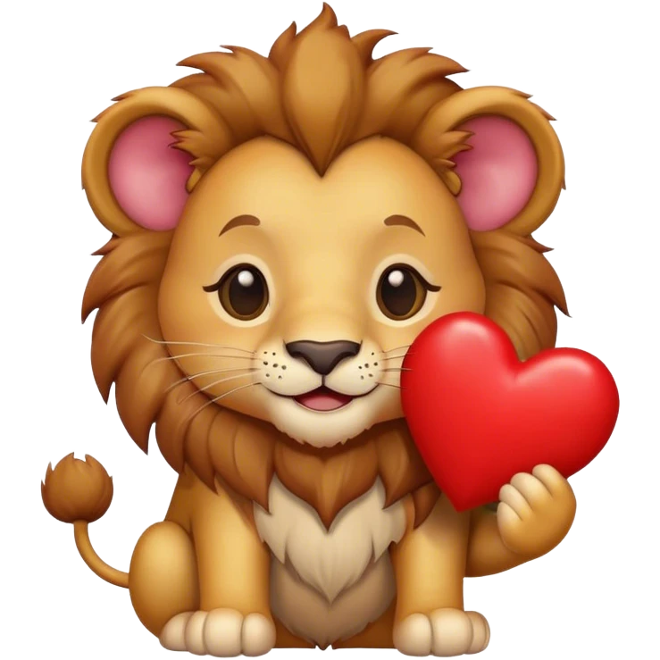 Happy cute Lion Hold heart emoji