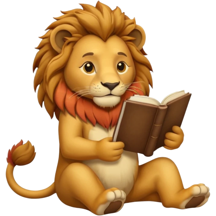 lion reading a book emoji