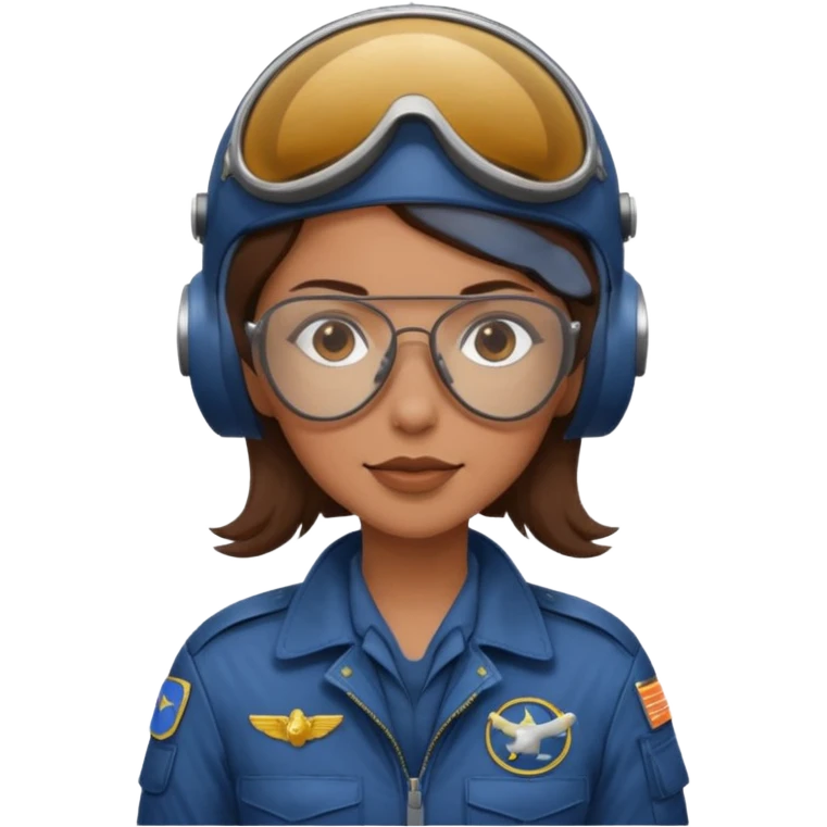 A female pilot with medium skin and tied-back brown hair emoji