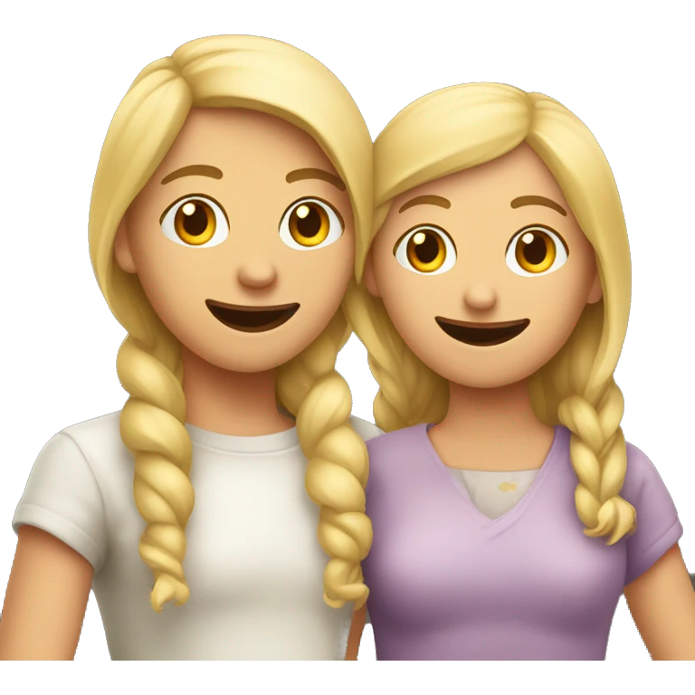 Twee vriendinnen die elkaar knuffelen emoji