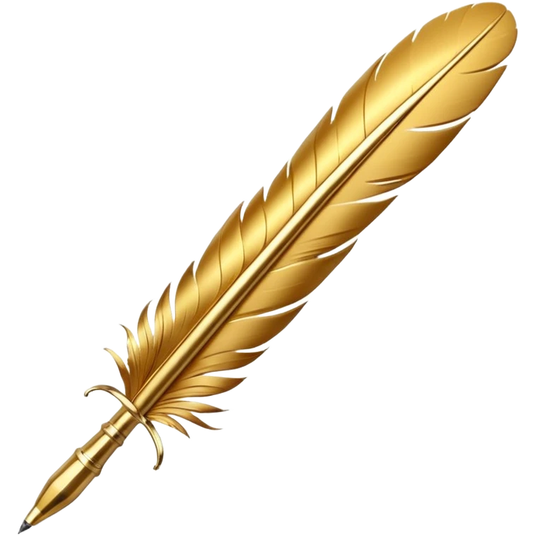 3D perspective academic premium golden ink feather pen emoji
