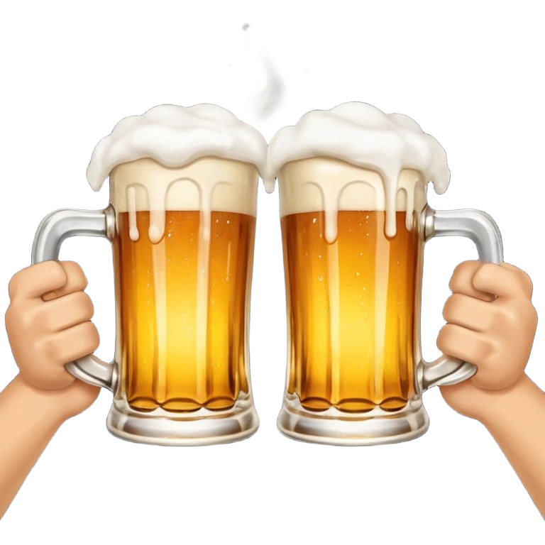 hands holding beer mugs cheers no face emoji