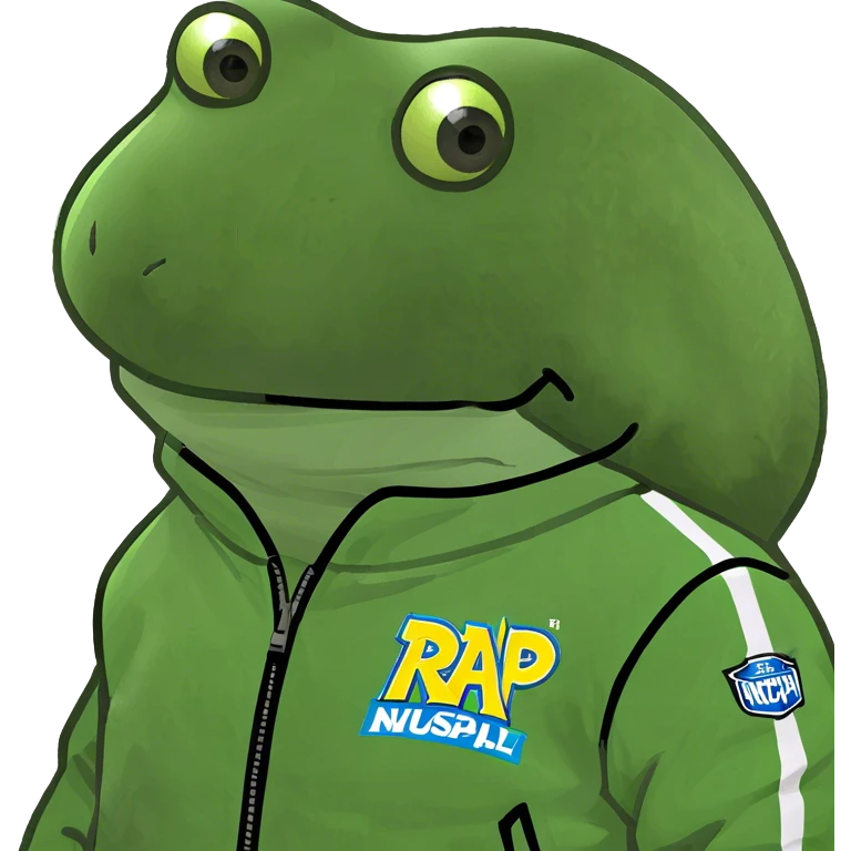 wearing a neon green nascar jacket that says "pump" emoji