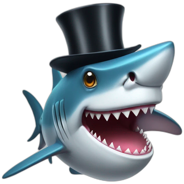 Shark with a top hat emoji